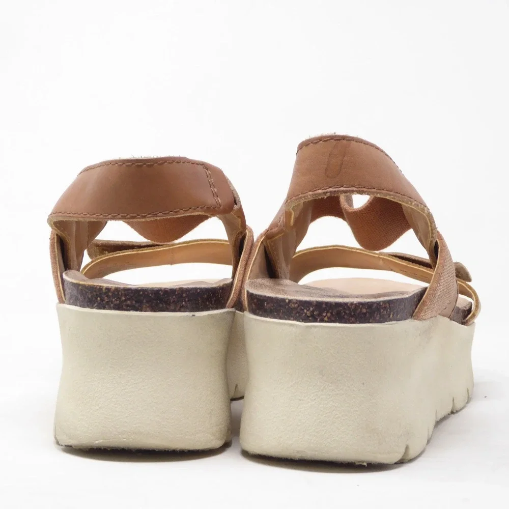 OTBT Women Nova Platform Sandals Rose Gold Leather Textile 7.5M